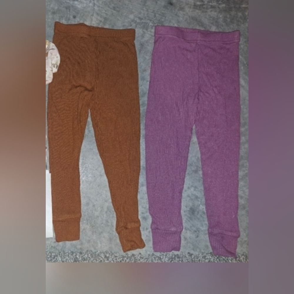 Two Pairs of Ribbed Bamboo Leggings